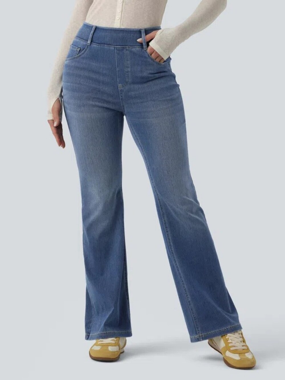 Halara Halara Flex™ High Waisted Flare Casual Jeans in Blue Jasper Denim NWT